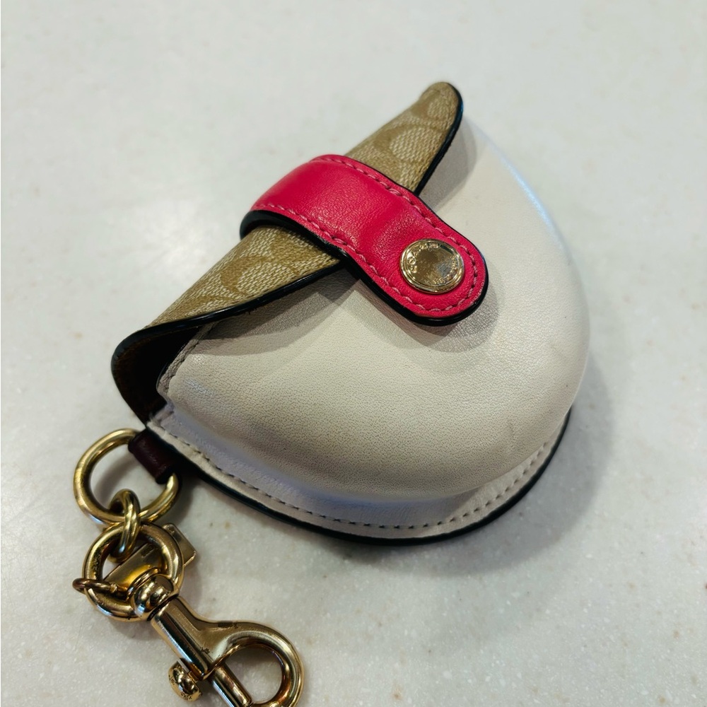 Coach Gold and Tan Keychain Accessory